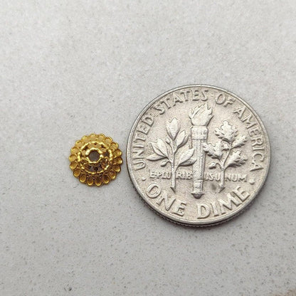 18K gold spacer cap beads jewelry craft - scale reference