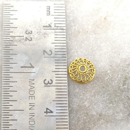 18K gold wheel bead cap 9mm styled on bold necklace