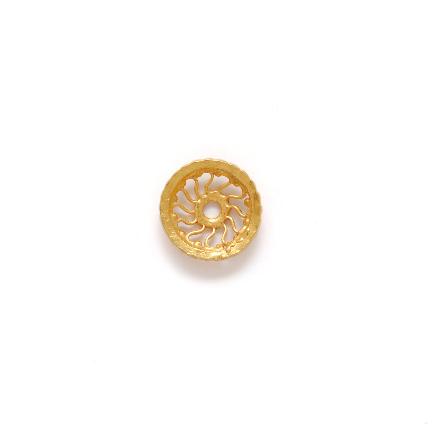 18K gold wheel bead cap - close-up flat disc detail