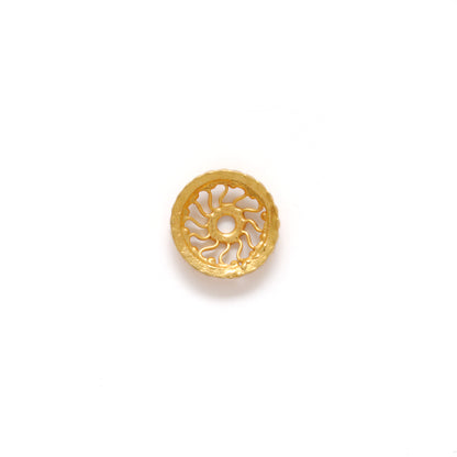 18K gold wheel bead cap - close-up flat disc detail