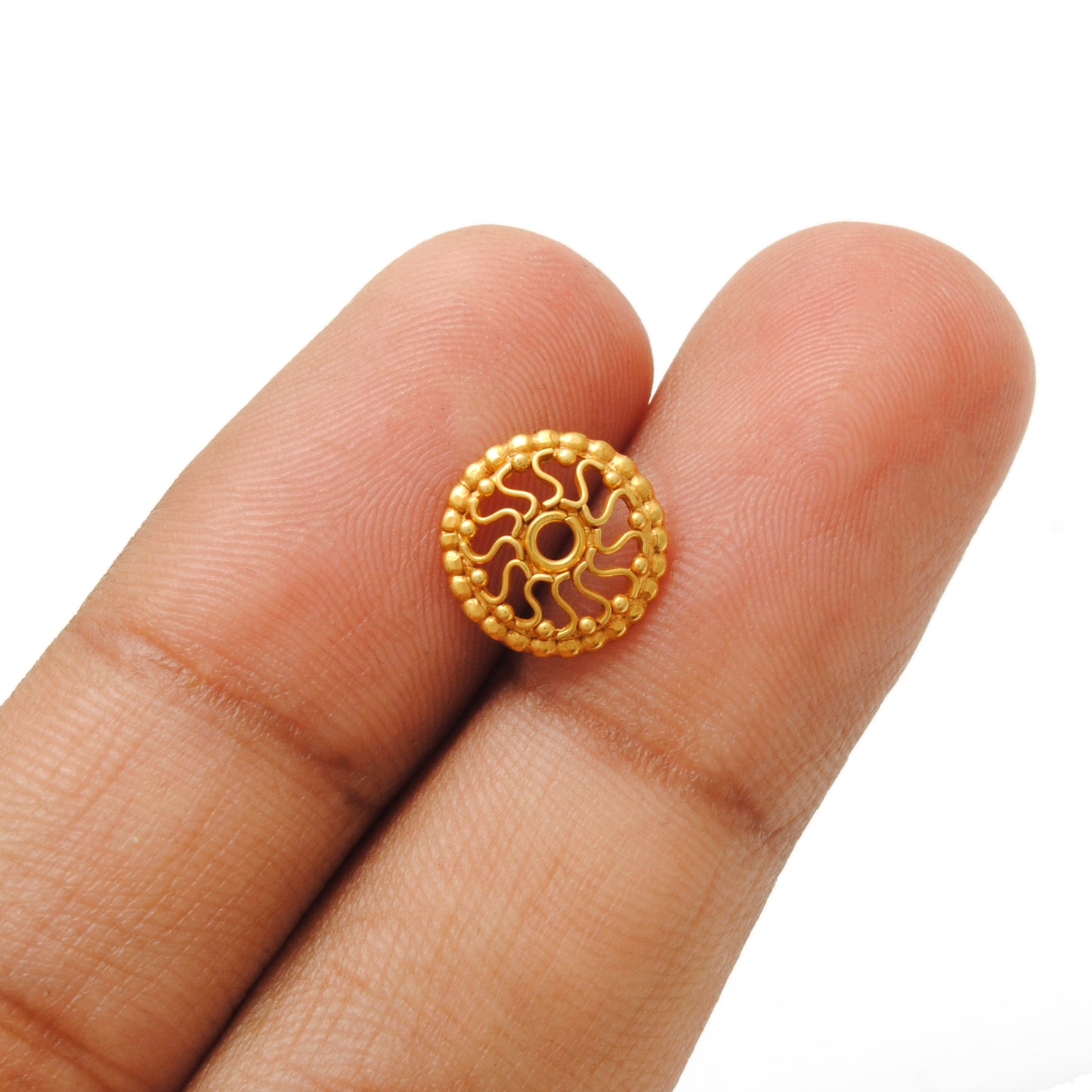 18K gold wheel bead cap - side profile modern