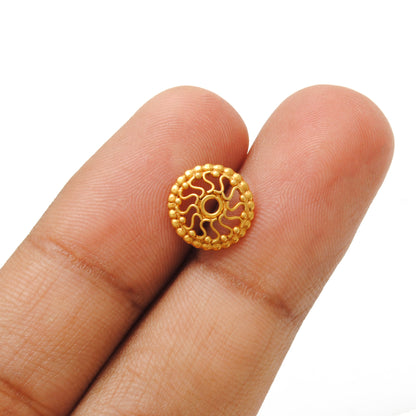 18K gold wheel bead cap - side profile modern