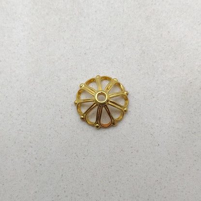 18K gold wheel floral cap - side profile thin disc