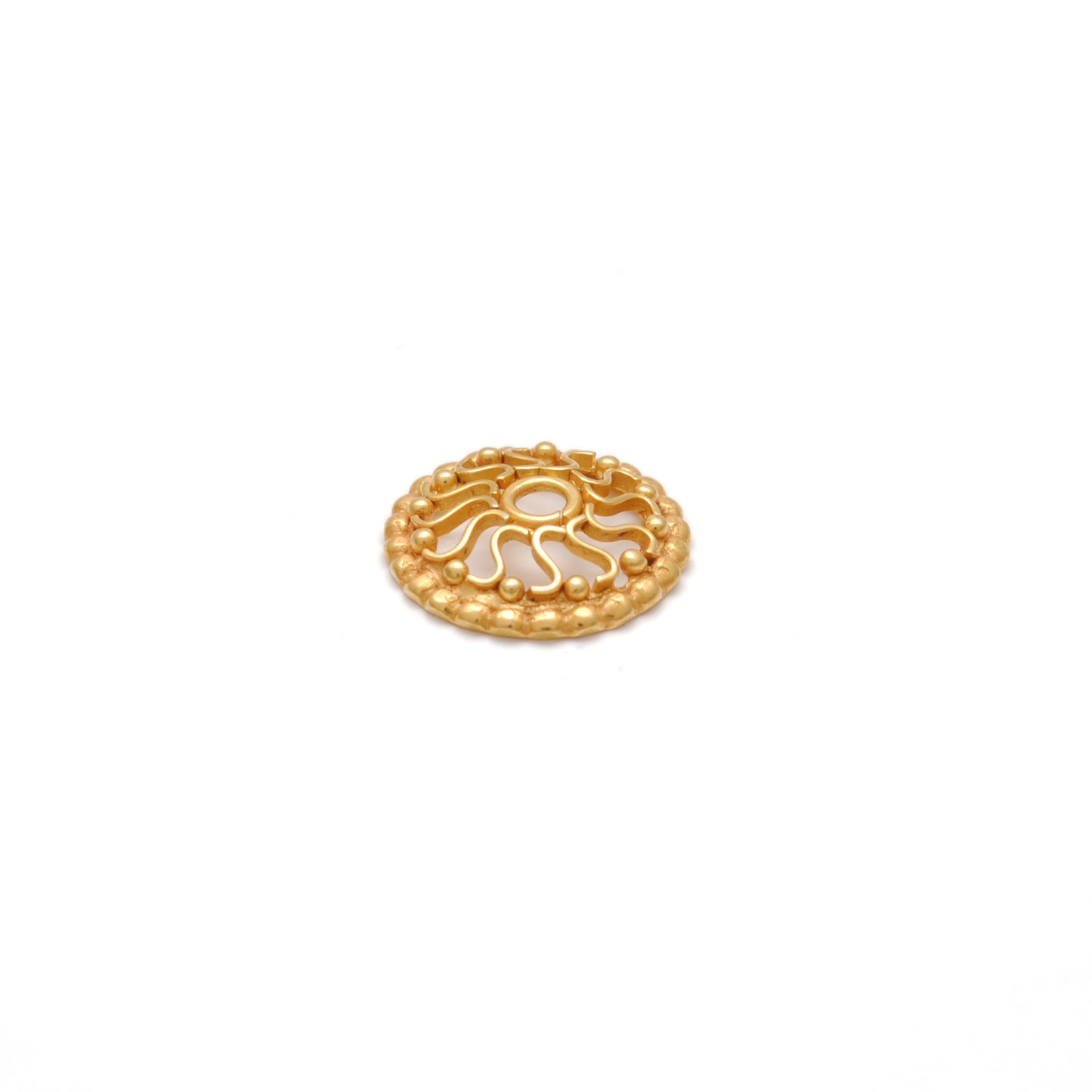 18K gold wheel spacer bead cap for jewelry - front view