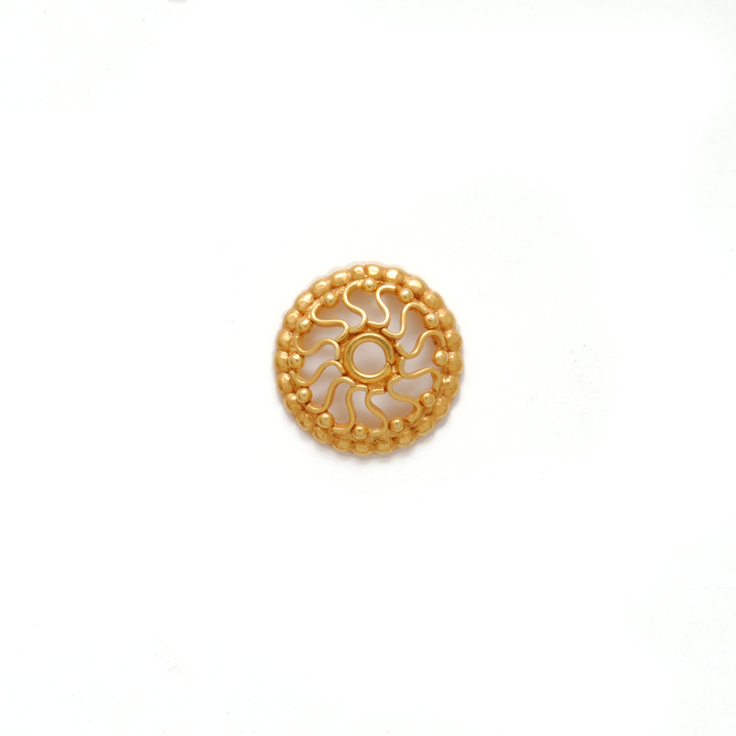 18K gold wheel spacer cap - overhead view Jaipur