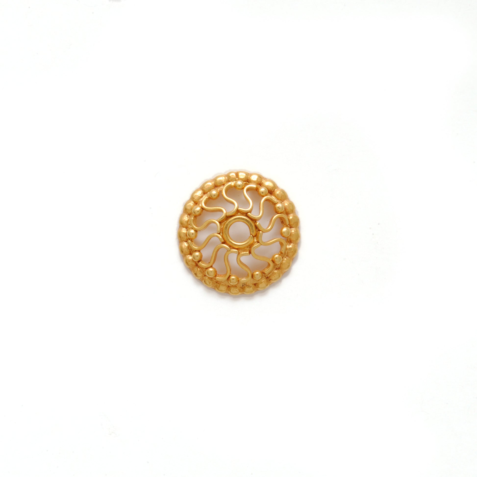 18K gold wheel spacer cap - overhead view Jaipur