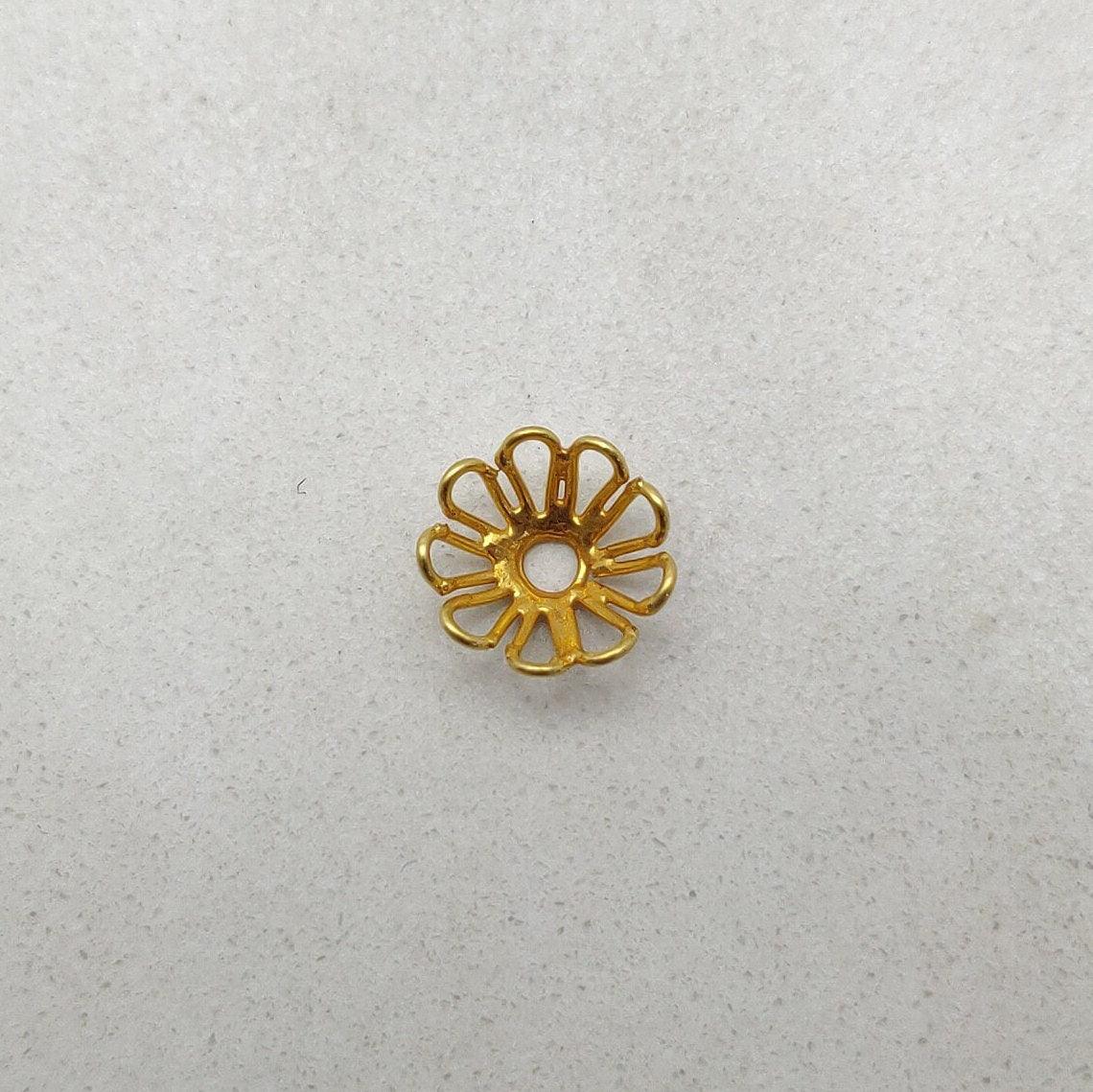 18K solid gold bead cap jewelry supply - overhead view