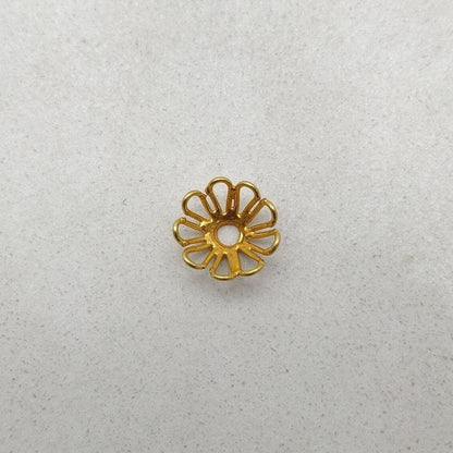 18K solid gold bead cap jewelry supply - overhead view