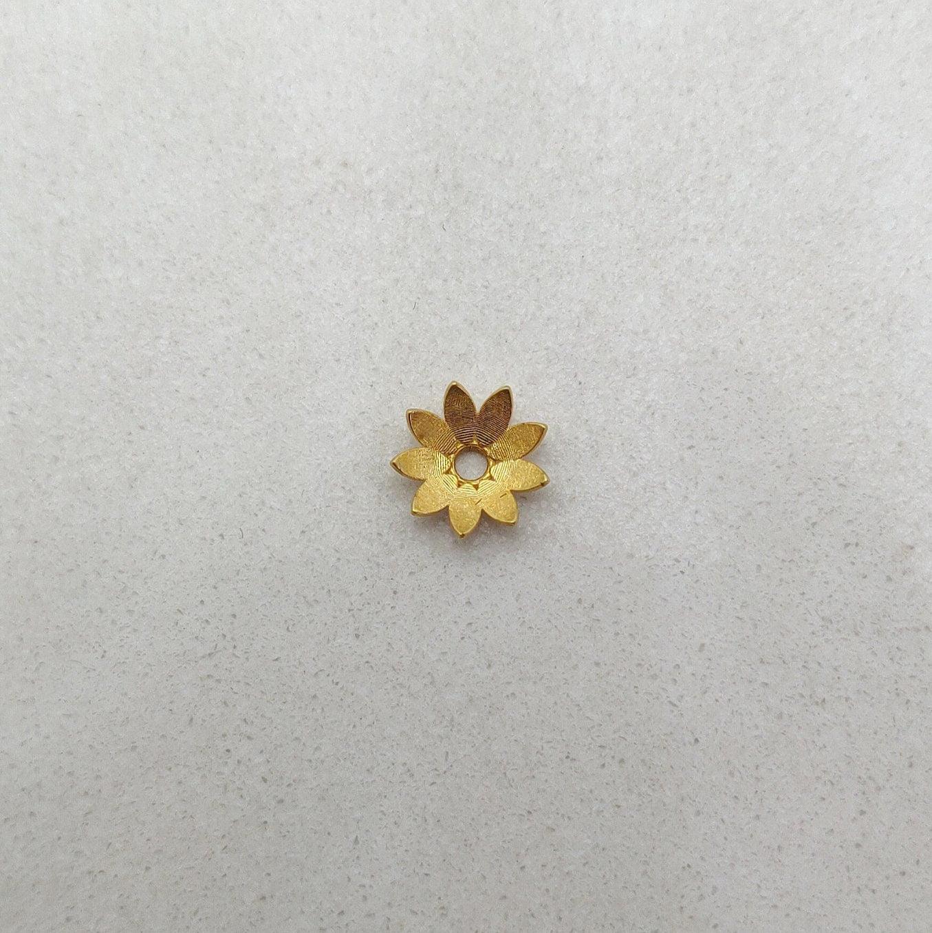 18K solid gold caps spacer beads overhead view Jaipur