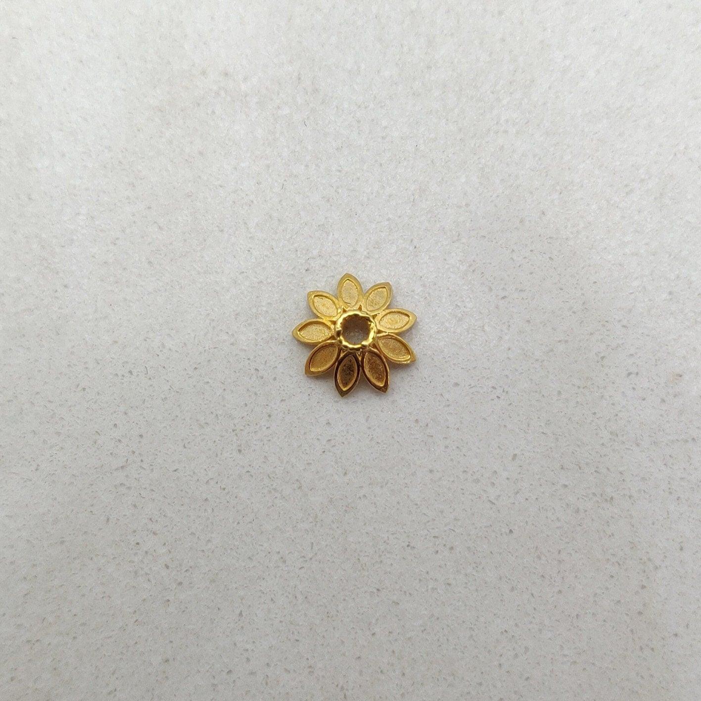 18K solid gold caps spacer beads craft styled on jewelry