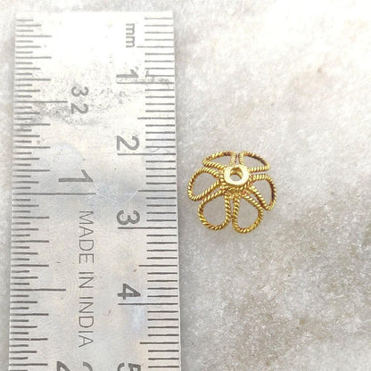 18K gold floral cap 6x11mm overhead view Jaipur