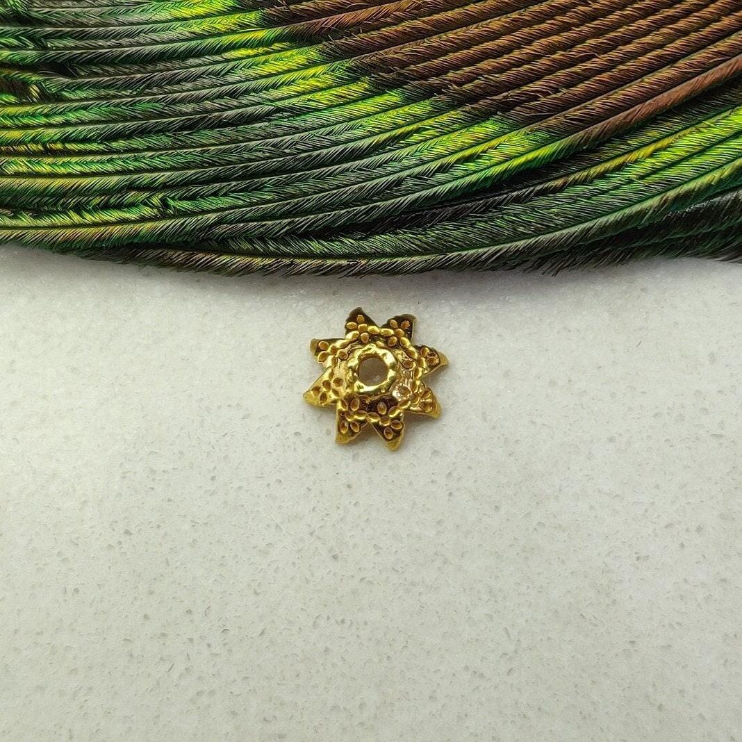 18K solid gold floral bead cap spacer DIY supply - front view