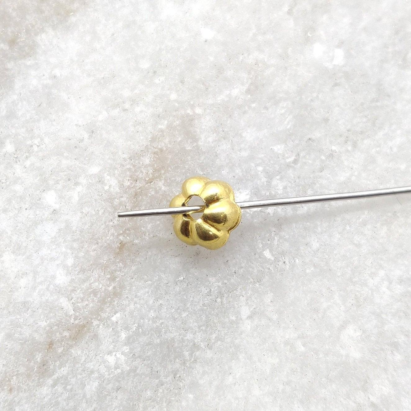 18K gold floral bead caps 5mm petite petal close-up