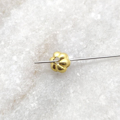 18K gold floral bead caps 5mm petite petal close-up