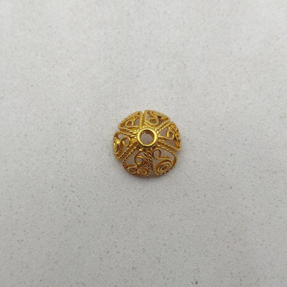 18K solid gold floral bead caps - overhead view Jaipur