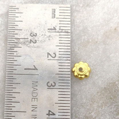 18K gold floral caps 6mm overhead view Jaipur