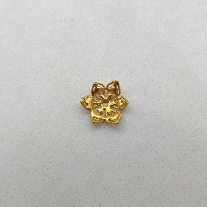 18K solid gold floral caps 10mm - overhead view Jaipur