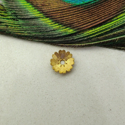 18K solid gold flower bead cap spacer - overhead view
