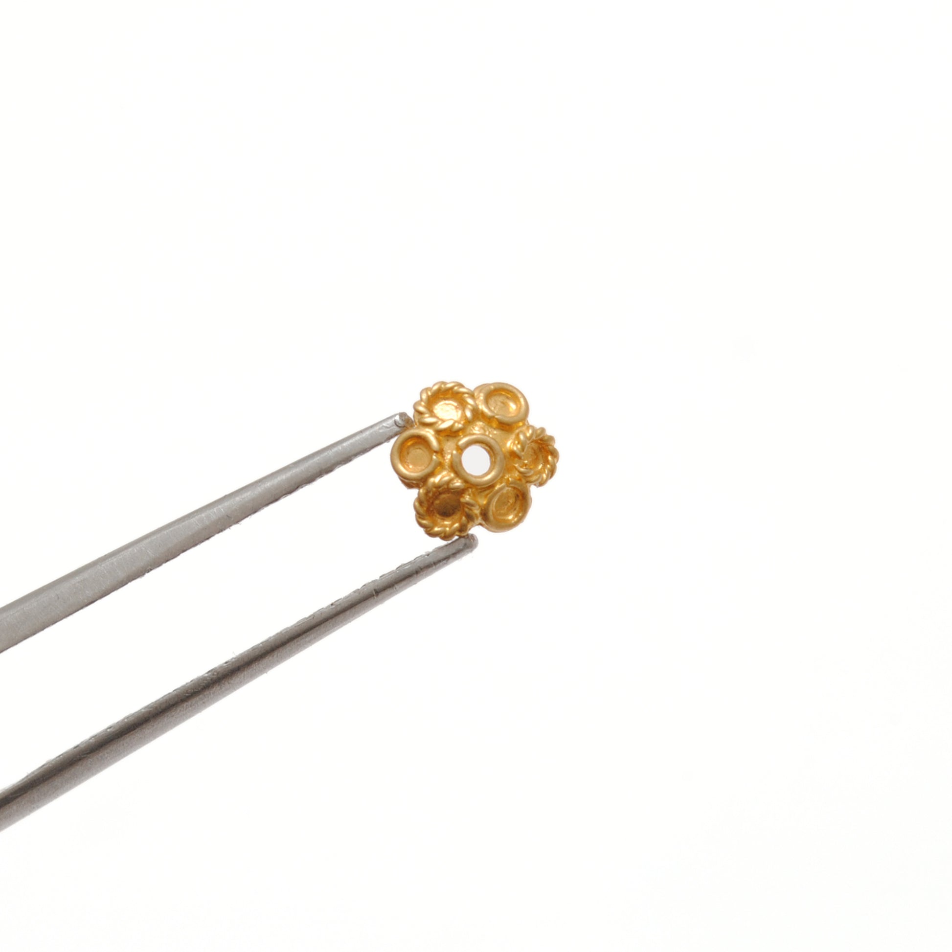18K solid gold plain bead caps 6mm - scale reference wholesale