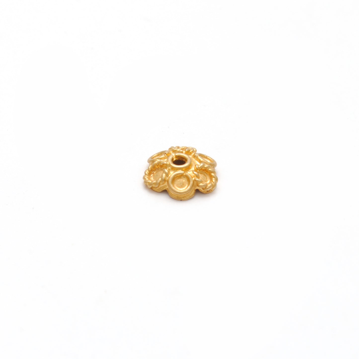 18K solid gold plain caps 6mm - overhead view Jaipur