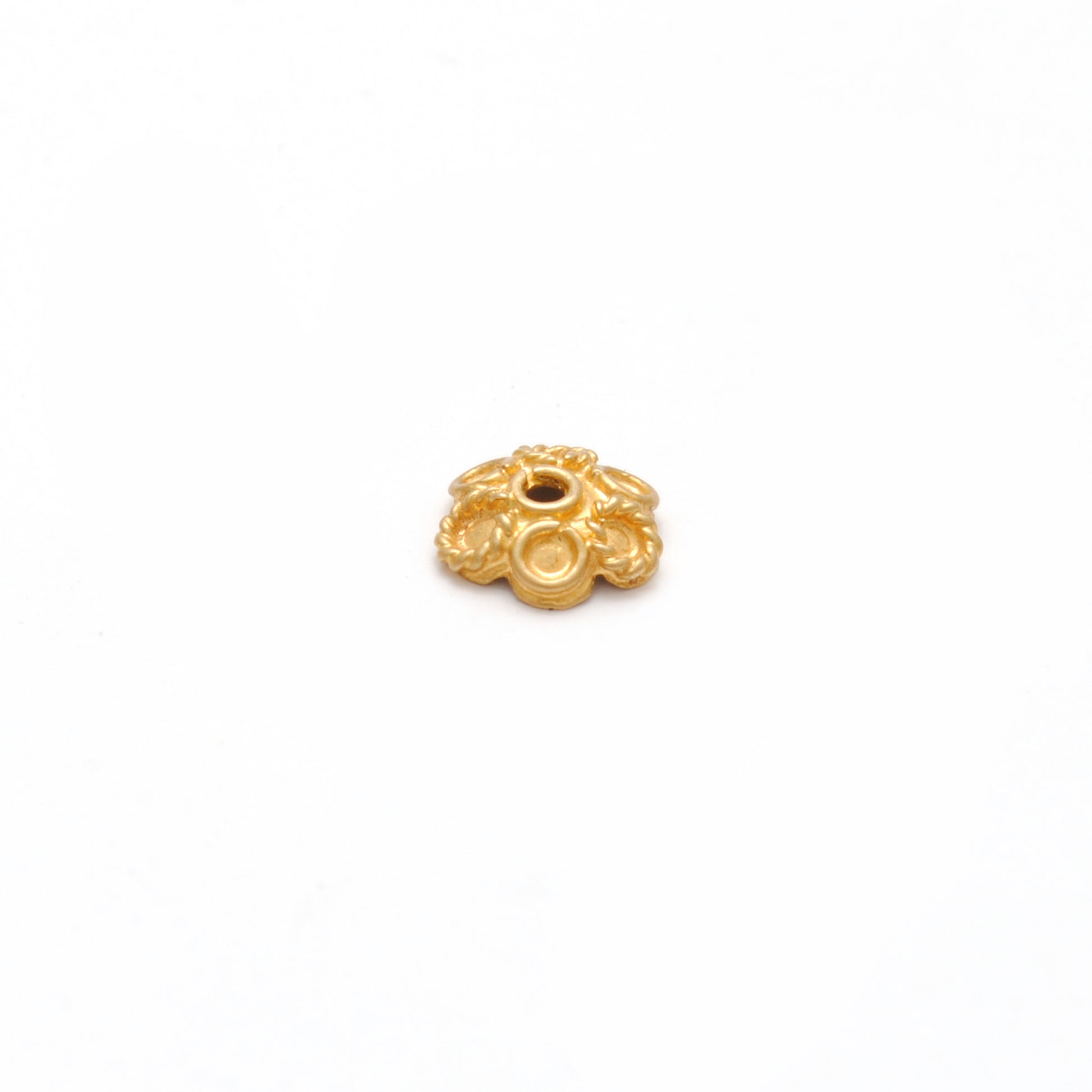 18K solid gold plain caps 6mm - overhead view Jaipur