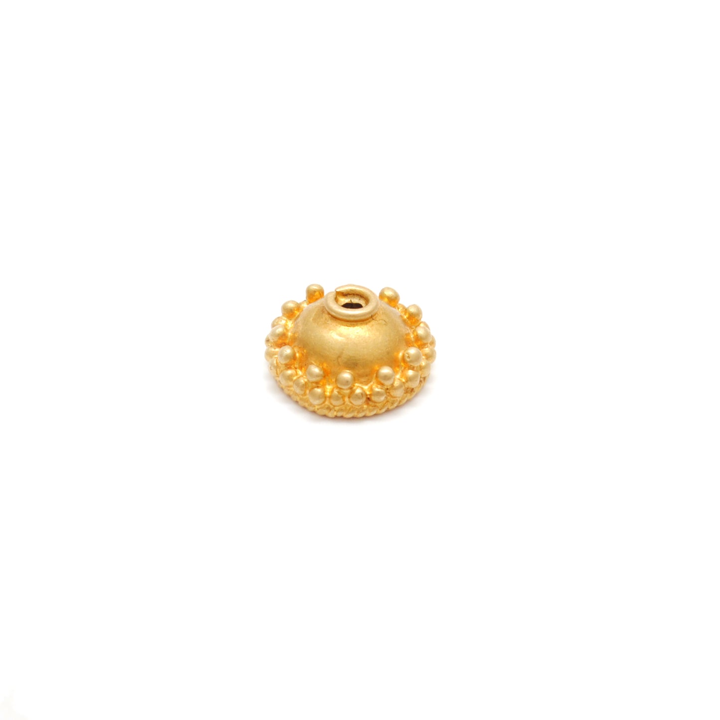 18K solid gold spacer bead caps jewelry findings 7mm - front view