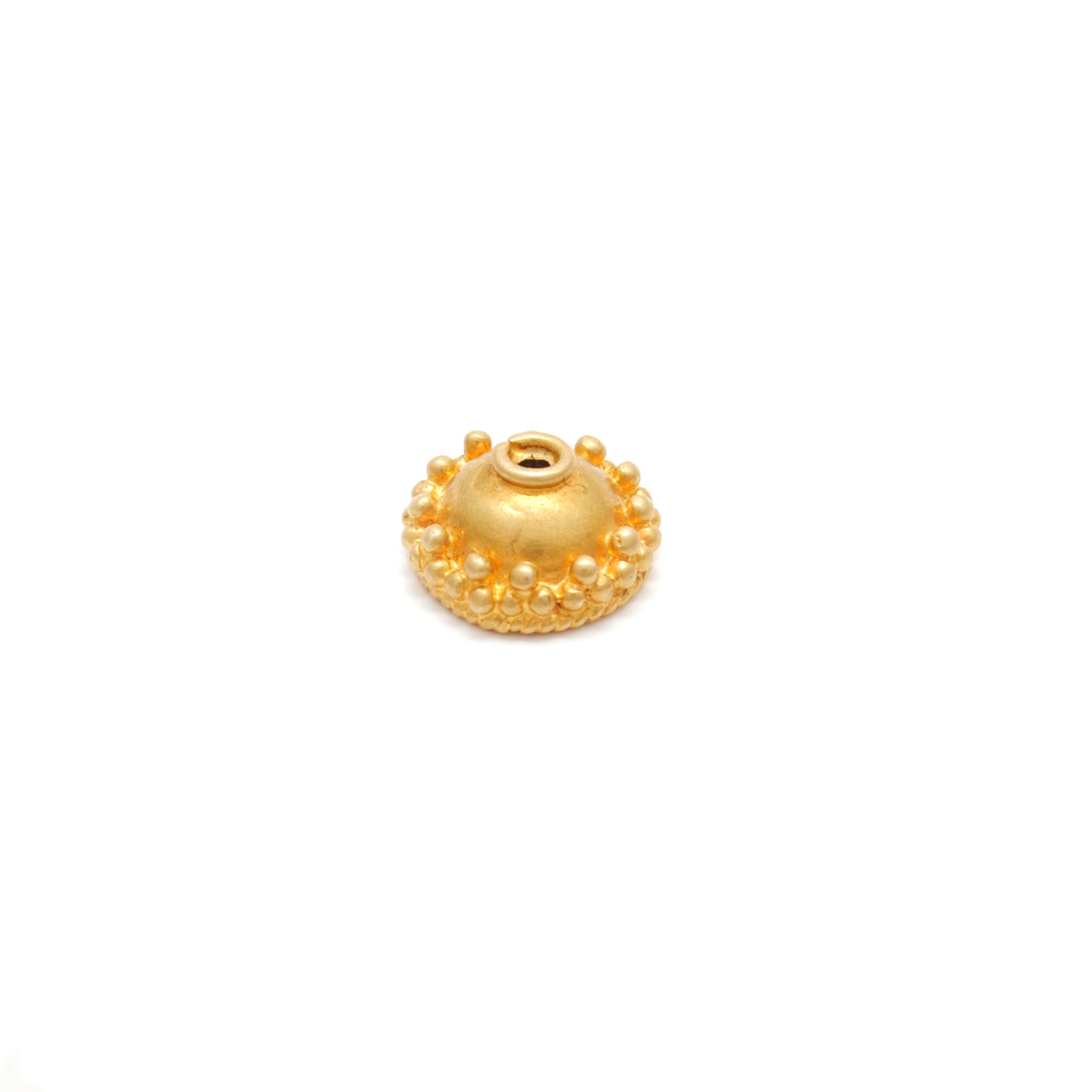 18K solid gold spacer bead caps jewelry findings 7mm - front view