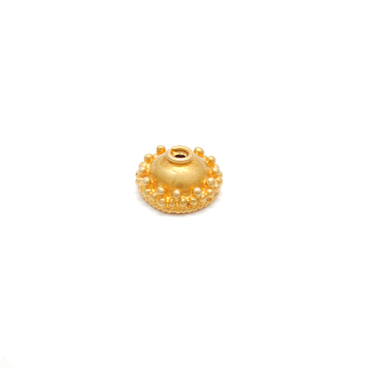 18K solid gold spacer bead caps jewelry findings 7mm - front view
