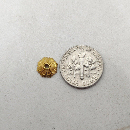 18K solid gold spacer bead caps overhead view Jaipur