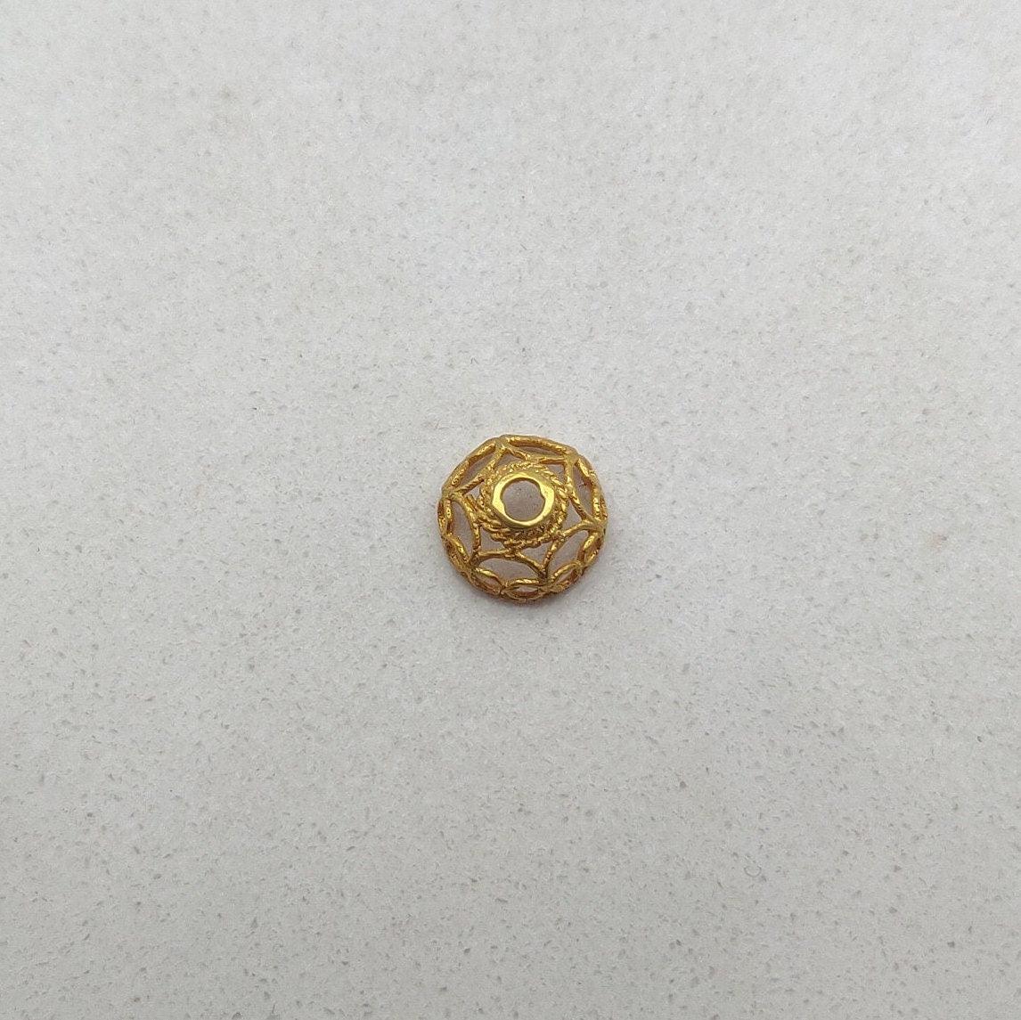 18K solid gold spacer caps 7mm - overhead view Jaipur