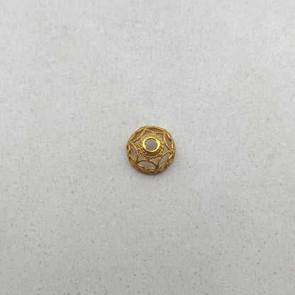 18K solid gold spacer caps 7mm - overhead view Jaipur