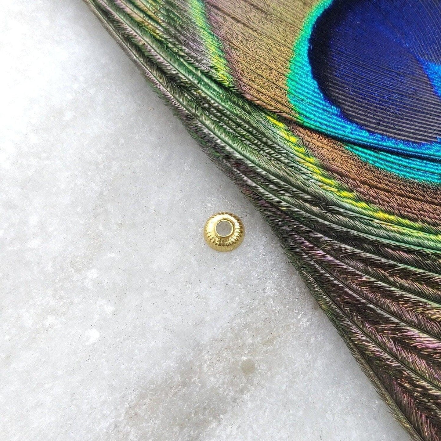 18K solid yellow gold floral bead cap - front view