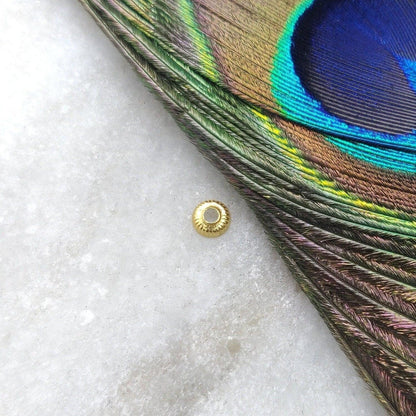 18K solid yellow gold floral bead cap - front view