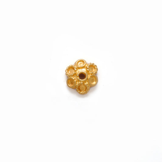 18K solid yellow gold plain bead caps supplies 6mm - front view