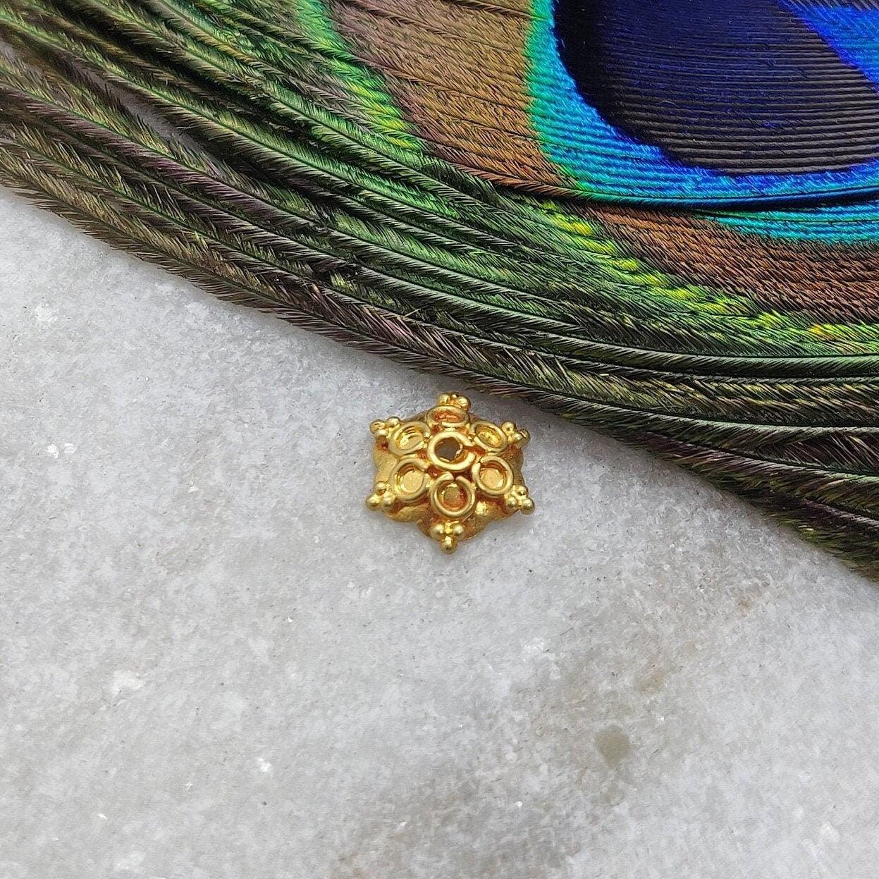 18K solid yellow gold spacer bead cap 2x8.5mm - front view