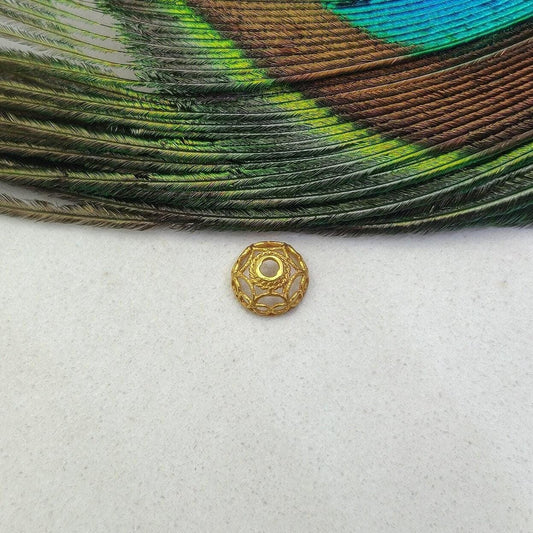 18K solid yellow gold spacer bead caps 7mm - front view