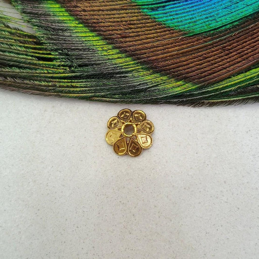 18K yellow gold bead cap findings DIY craft 9mm - front view