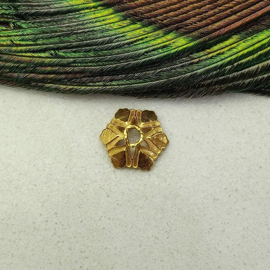 18K yellow gold bead caps for jewelry making supplies - front view