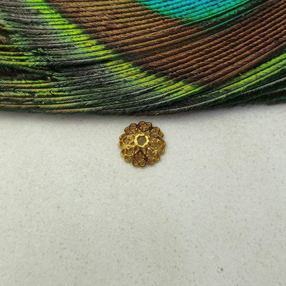 18K yellow gold beads flower cap jewelry making 7mm front view