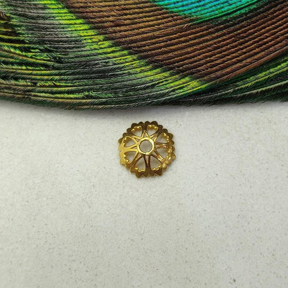 18K yellow gold caps spacer beads for jewelry craft front view