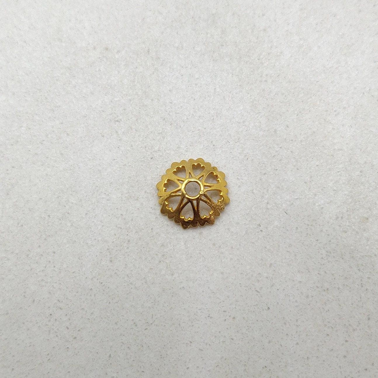 18K gold caps spacer beads overhead view Jaipur