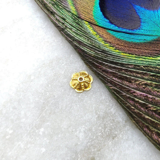 18K yellow gold charm spacer bead caps 3x8mm - front view