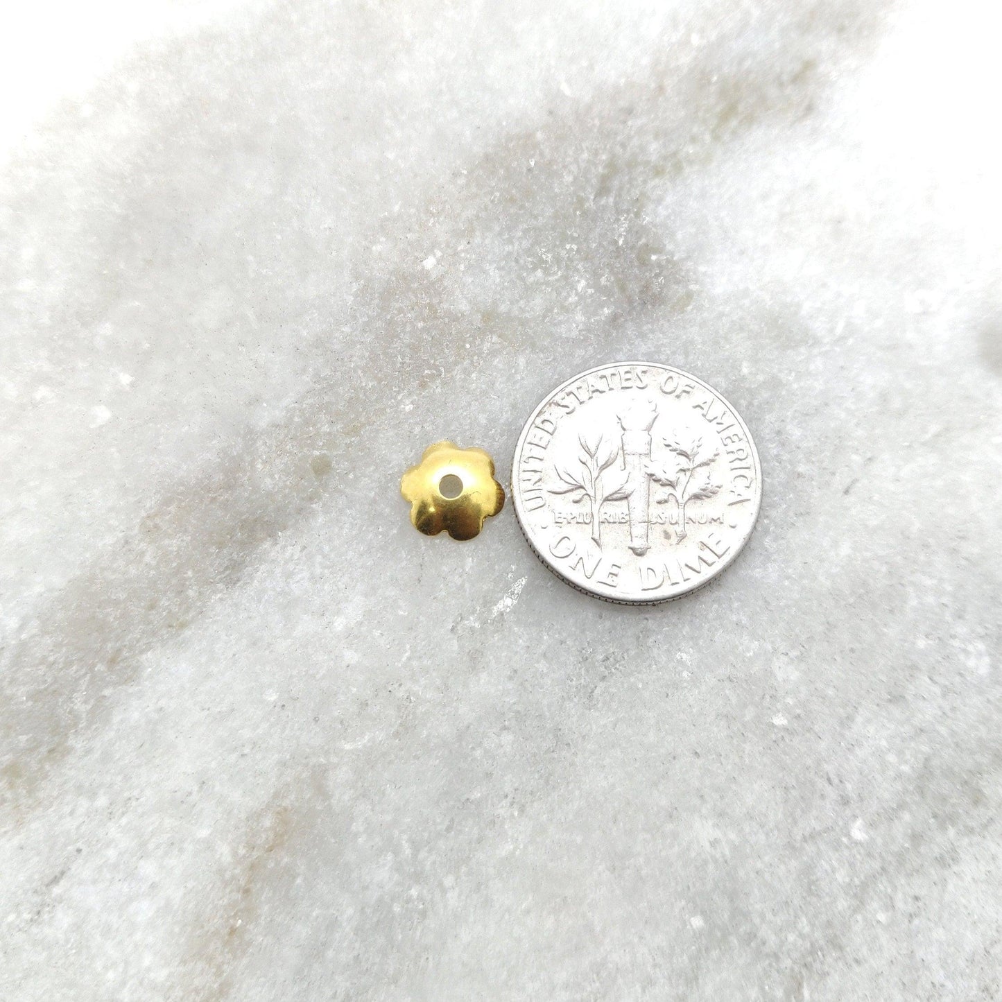 18K gold end bead cap 7mm overhead view Jaipur