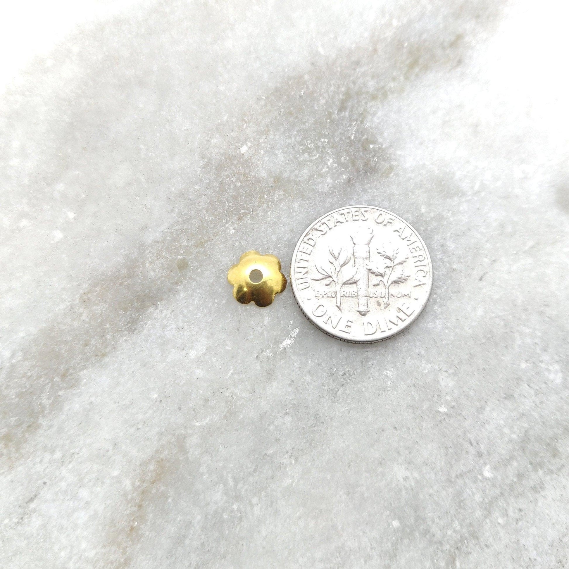 18K gold end bead cap 7mm overhead view Jaipur