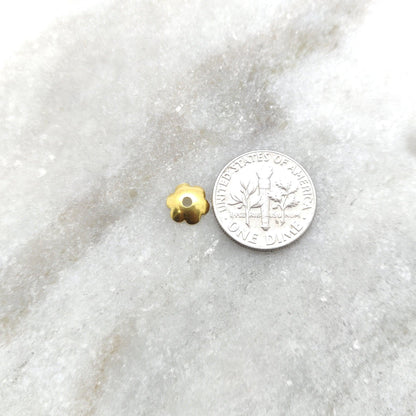 18K gold end bead cap 7mm overhead view Jaipur