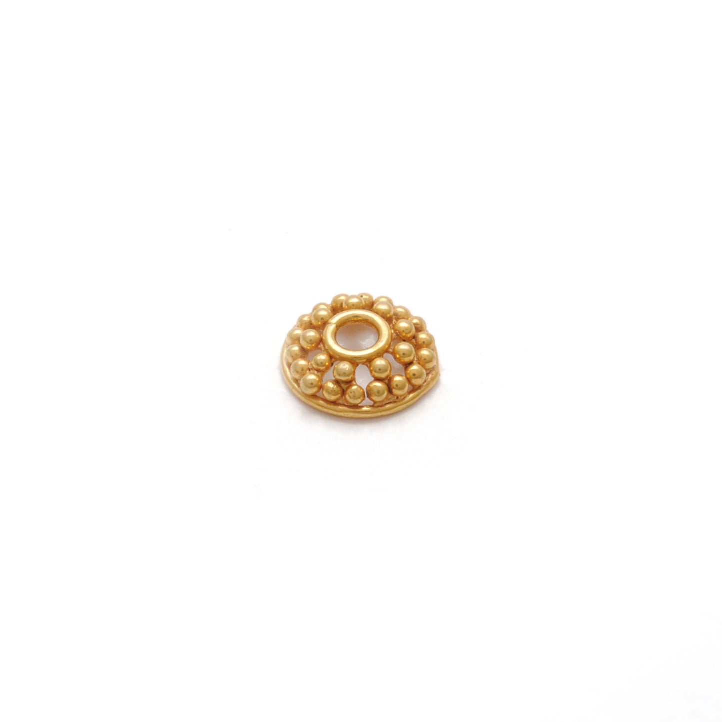 18K yellow gold fancy round bead caps 6mm front view