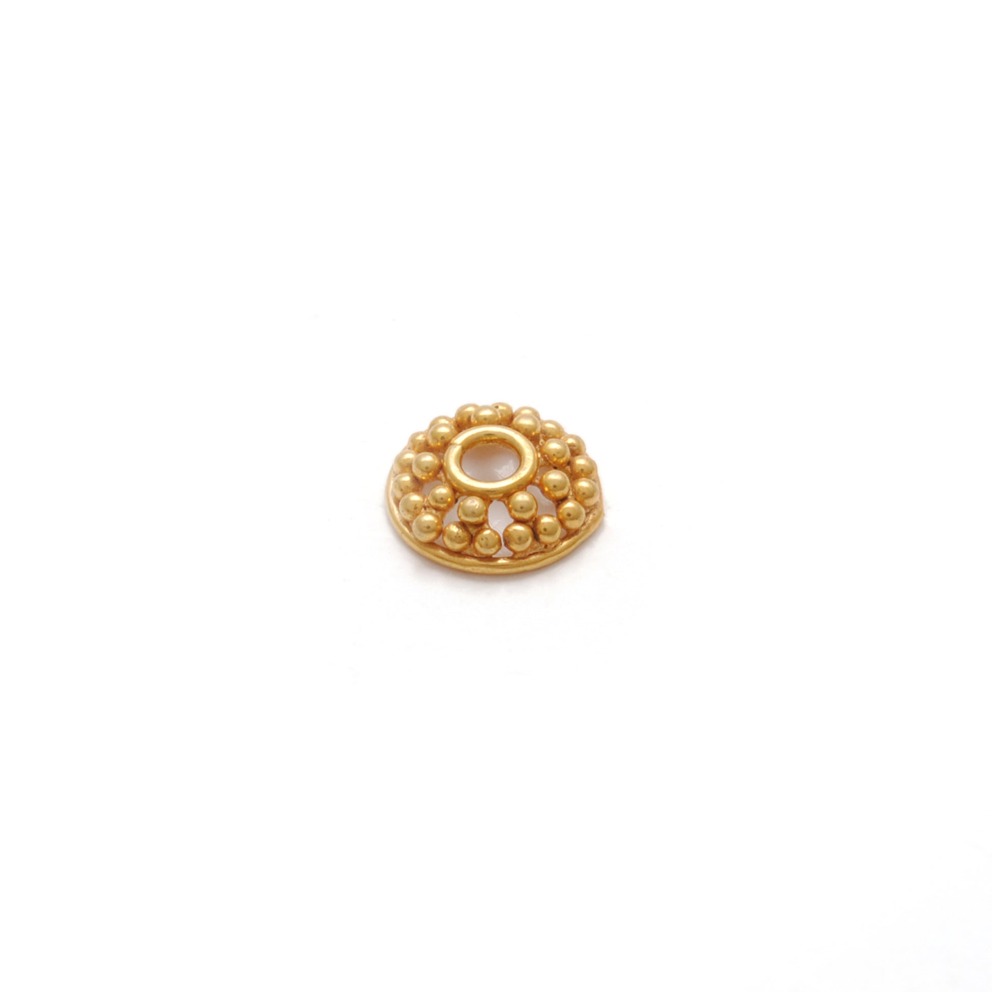 18K yellow gold fancy round bead caps 6mm front view