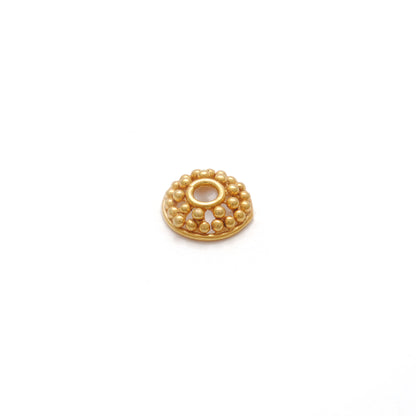 18K yellow gold fancy round bead caps 6mm front view