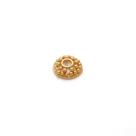 18K yellow gold fancy round bead caps 6mm front view
