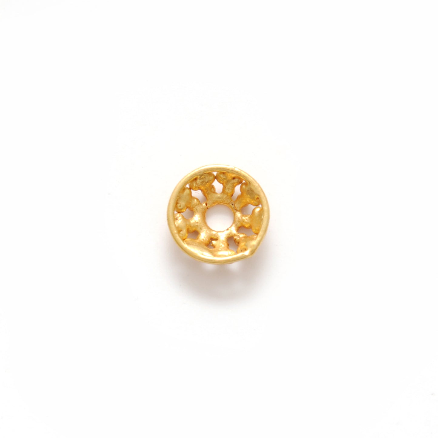 18K gold fancy round caps 6mm overhead view Jaipur